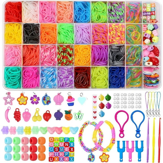 2600+Rubber Band Bracelet Kit, Loom Bracelet Making Kit, Rubber Bands Refill Loom Set, Rubber Bands for Bracelets Making Kit