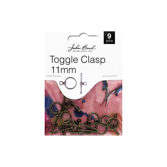 26001401-078 JOHN BEAD MHF TOGGLE CLASP 11MM A BRASS 9PC