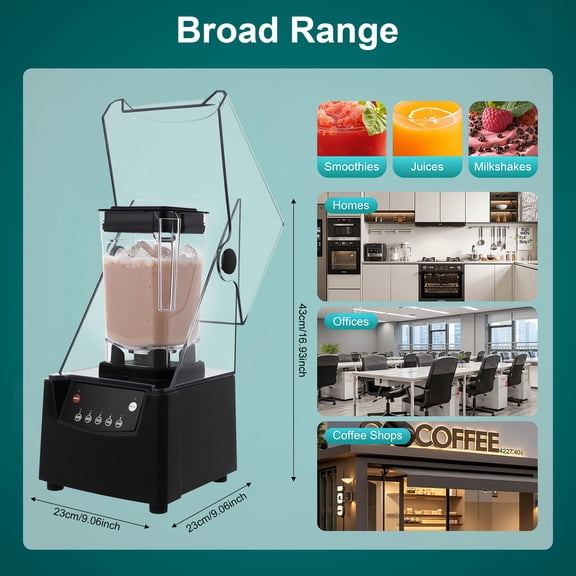 2600W Smoothie Juicer Mixer Maker Processor Shake Machine for Fruit Frozen Mixtures Sauces Soup Purees Grain Ccereal Coffee