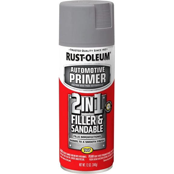 260510 Stops Rust Automotive 2-in-1 Filler & Sandable Primer Spray, 12 oz, Gray