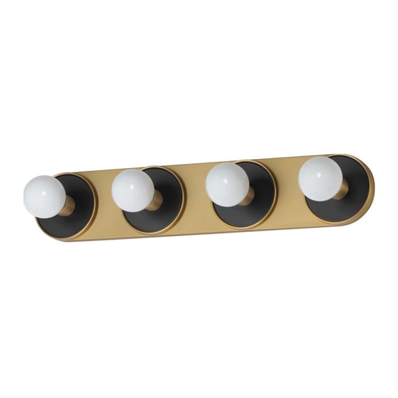 Hollywood 4 - Light Black And Natural Aged Brass Black Modern Incandescent Aluminum And Ceramic And Steel Wall Sconce