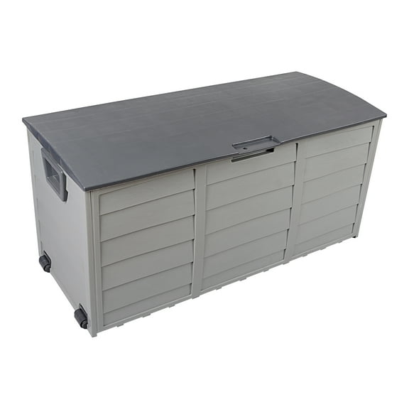 260L Garden Storage Box with Wheels - Weatherproof, Lockable, Tool-Free Assembly,Grey
