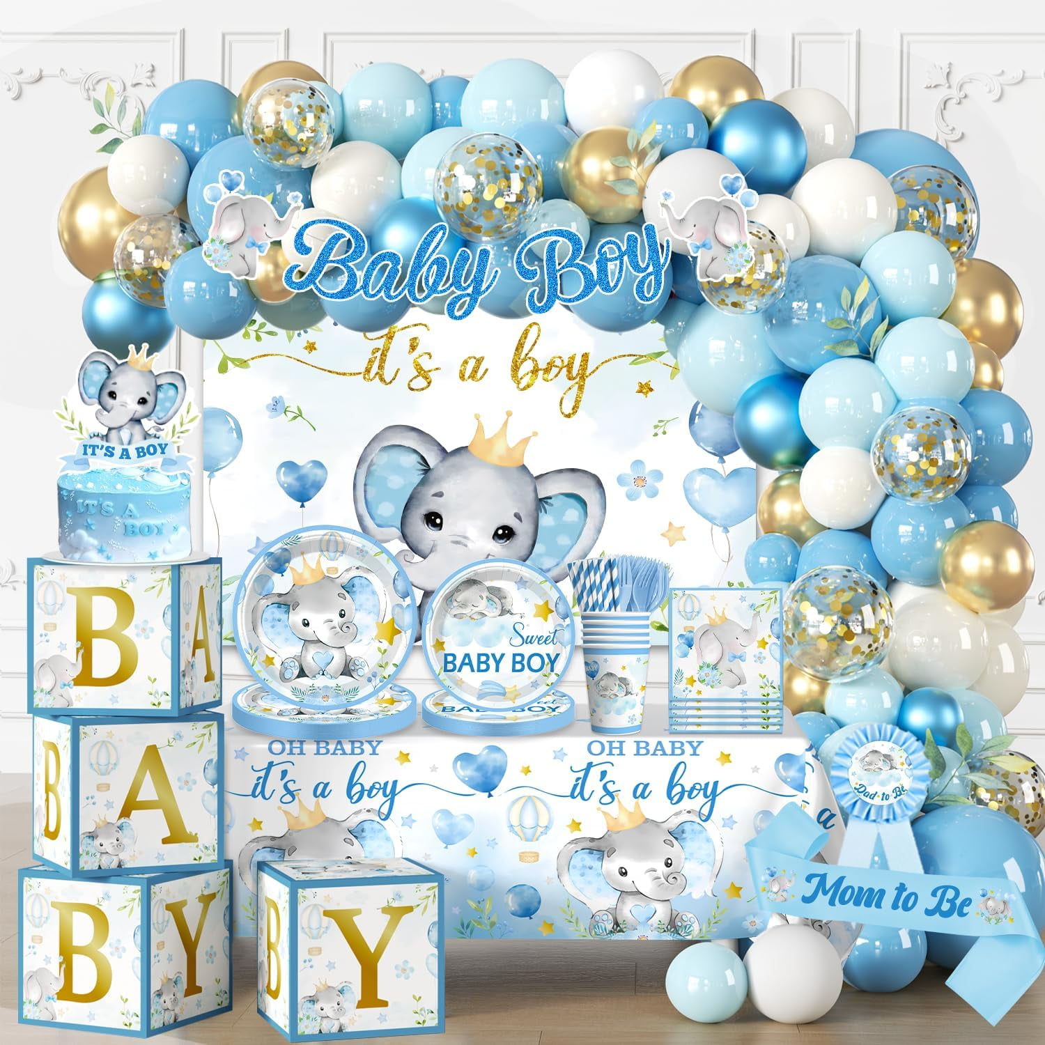 Gray Baby Elephant Piñata – 17x17 Inches, Light Gray With Glitter, For Birthday Parties, Baby Showers, Animal Themes 1 thumbnail image