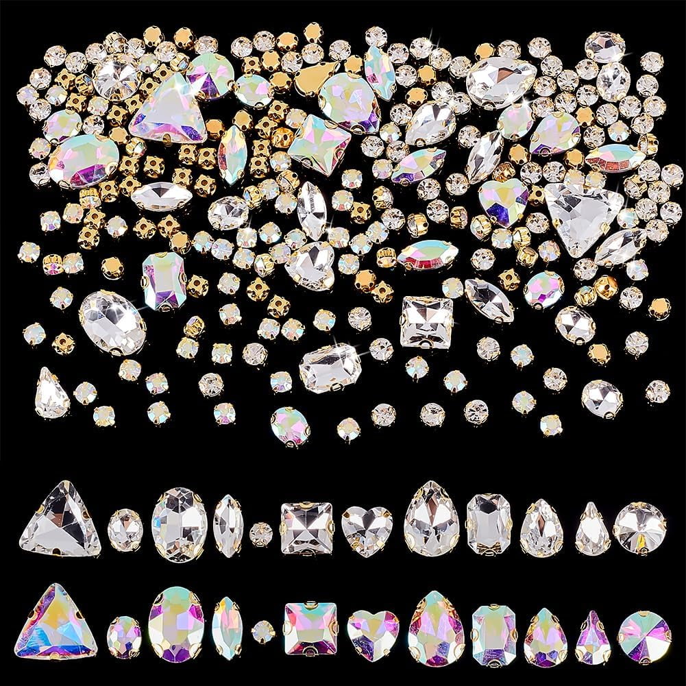 106Pcs Mix Point Back Glass Rhinestones | Multi-Faceted Black Crystal Gems For Jewelry Making & Crafts