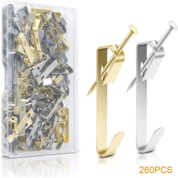 260Pcs Heavy-Duty Picture Hangers 100Lbs Wall Hooks with Nails for Wood Frame Art & Mirrors