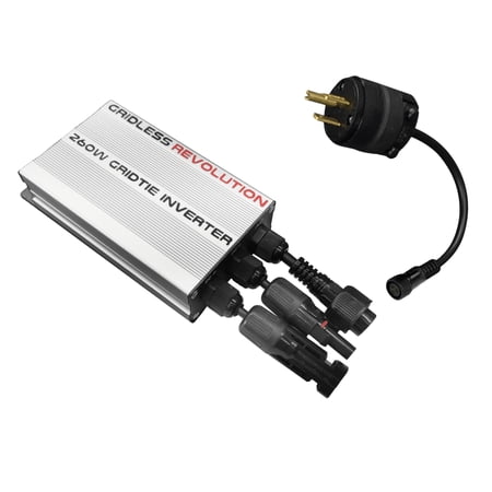 260W-350W Mini Grid Tie Inverter / Microinverter, for 18-50V Solar panels, Plug and Play for 120V 3-prong Receptacles