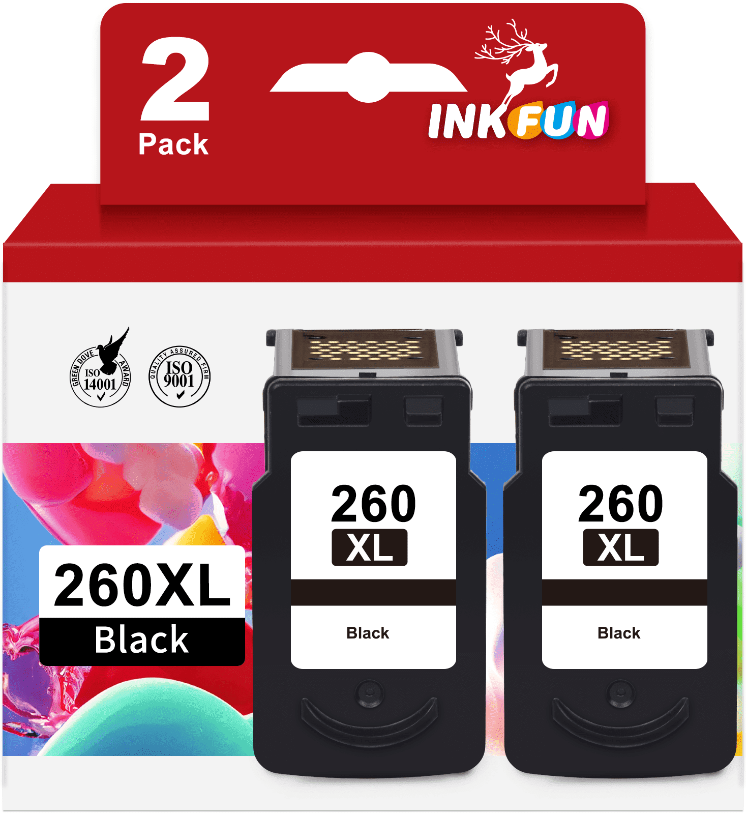 260XL Black Ink Compatible for Canon 260 Black Ink for Canon Ink 260 PG-260XL for TS6420 Printer (2 Black)