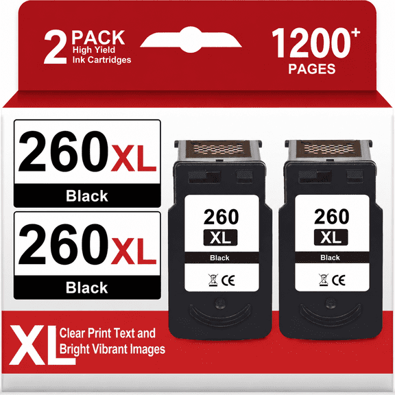 260XL Black Ink Compatible for Canon 260 Black Ink for Canon Ink 260 PG-260XL for TS6420 Printer (2 Black)