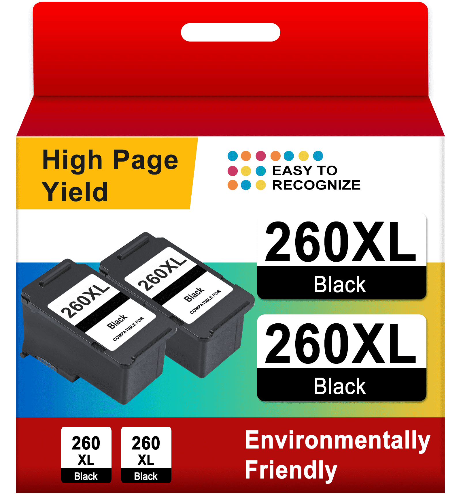 260XL Ink Cartridge Compatible for Canon 260 Ink for TS5320 TS6420 TR7020 Printer, 2 Black