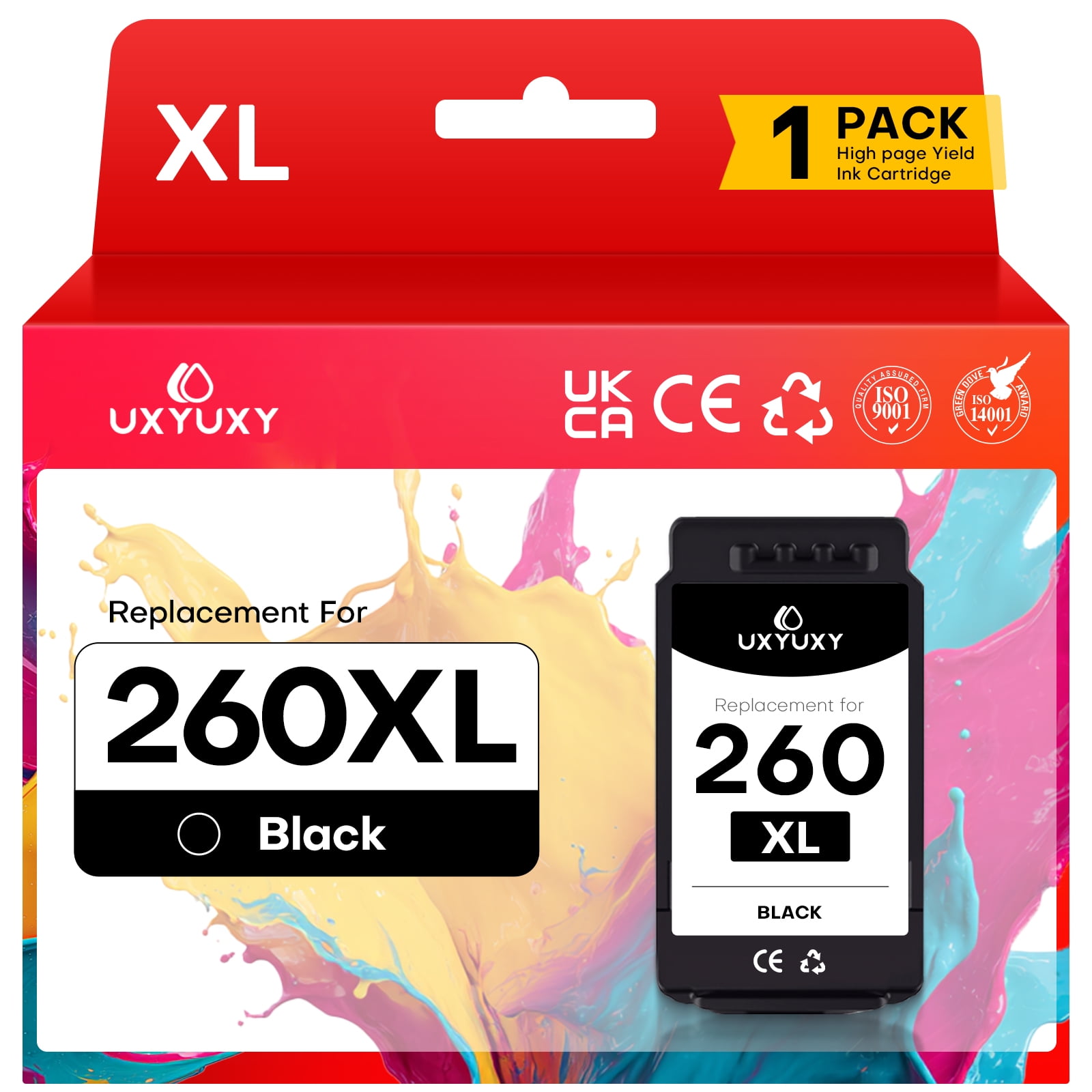 260XL PG260 XL Black Ink Cartridge Compatible with Canon PG 260 Ink for Printers TS6420 TR7020 TS5320 (Black,1 Pack)