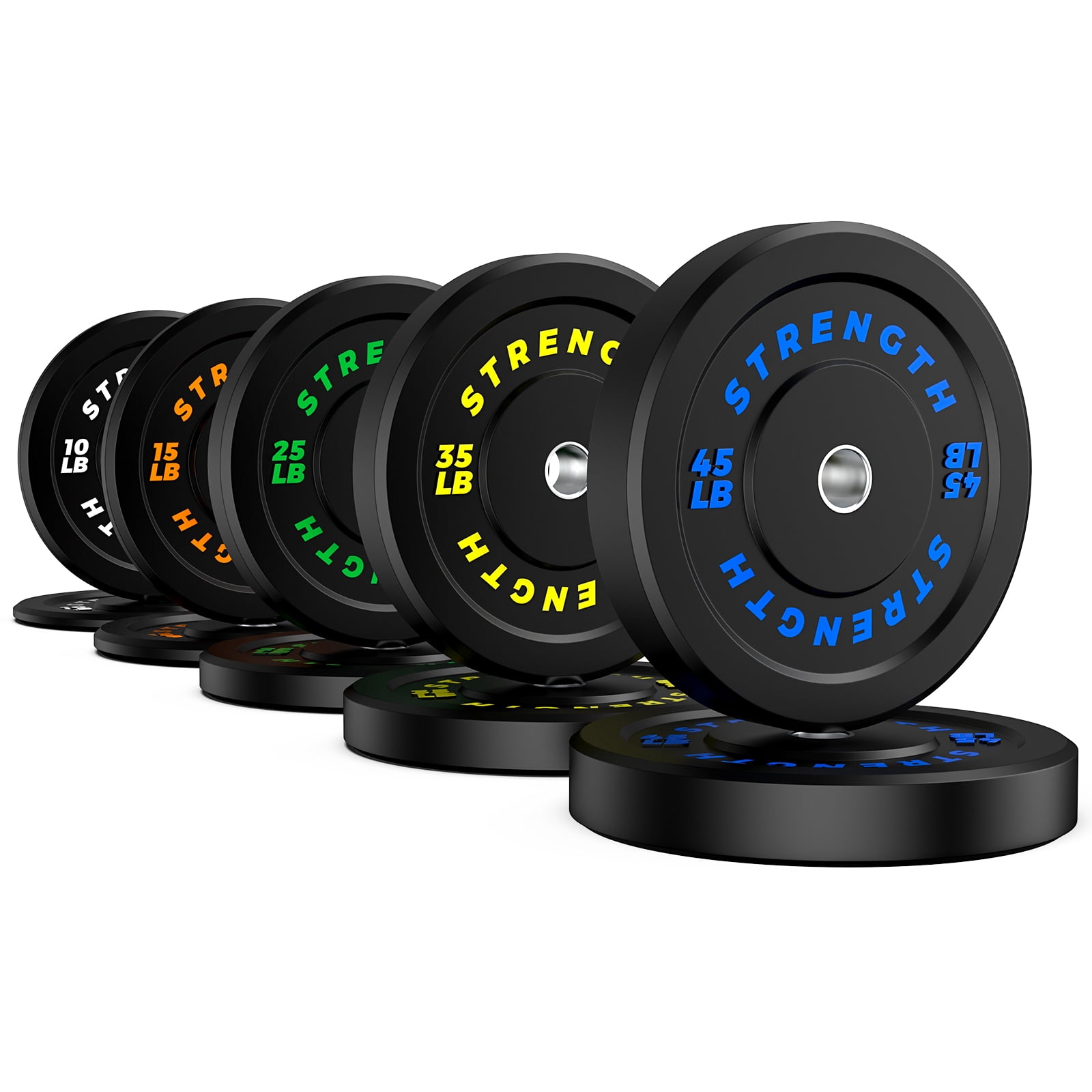 260lb Olympic Rubber Bumper Weight Set - 2 Inch Barbell Plates for Home Gym Strength Training