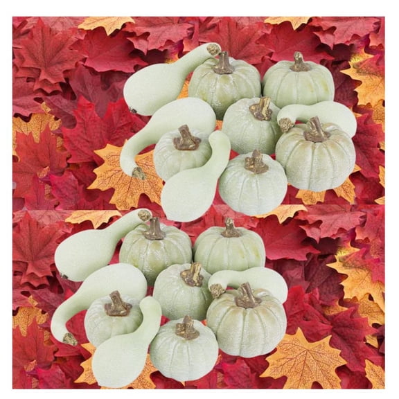 260pc Artificial Green Pumpkin and Gourd and Mixed Leaves Set - Fall Decor - Factory Direct Craft