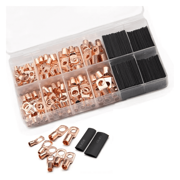 260pcs Peeping Copper Tube Terminal SC Wiring Terminal Copper Nose Heat Shrink Tube Combination