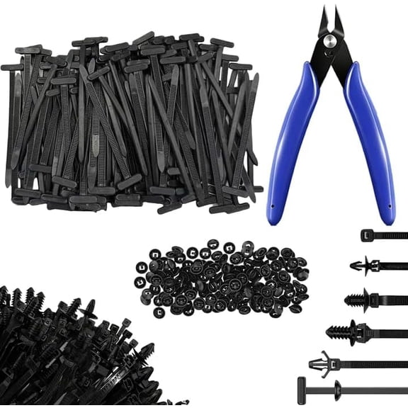 261 Pack Nylon Universal Cable Tie Buckles kit - Multifunctional Nylon Zip Ties with Button Design, Cable Ties With Flush Cutter, for Car Fender Repair, Wire Bundling, Home & Garage Use
