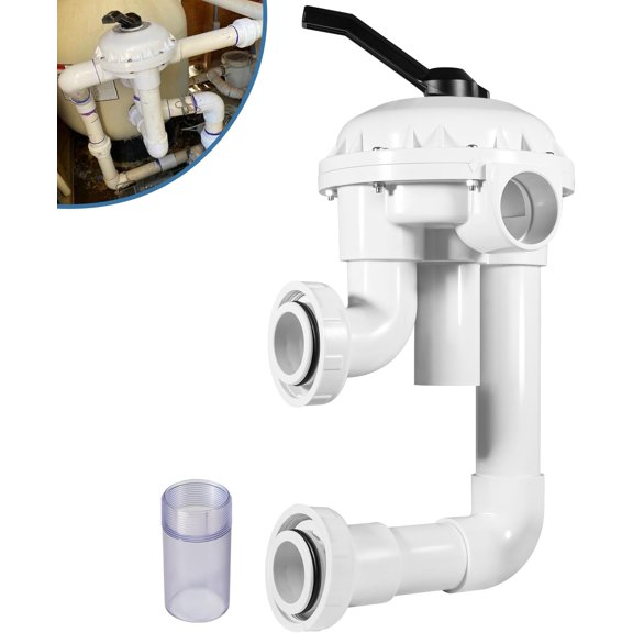 261050 2 Inch Side Mount Multiport Valve Complete Unit with Plumbing Fittings, Replacement for Sand & D.E. Pool Spa Filtration Tanks
