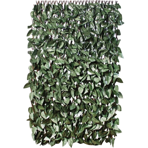 26140 2 x 1 m Dark Ivy Leaf Expandable Artificial Willow Fence Panel Screening Privacy Hedging Landscaping Green Garden