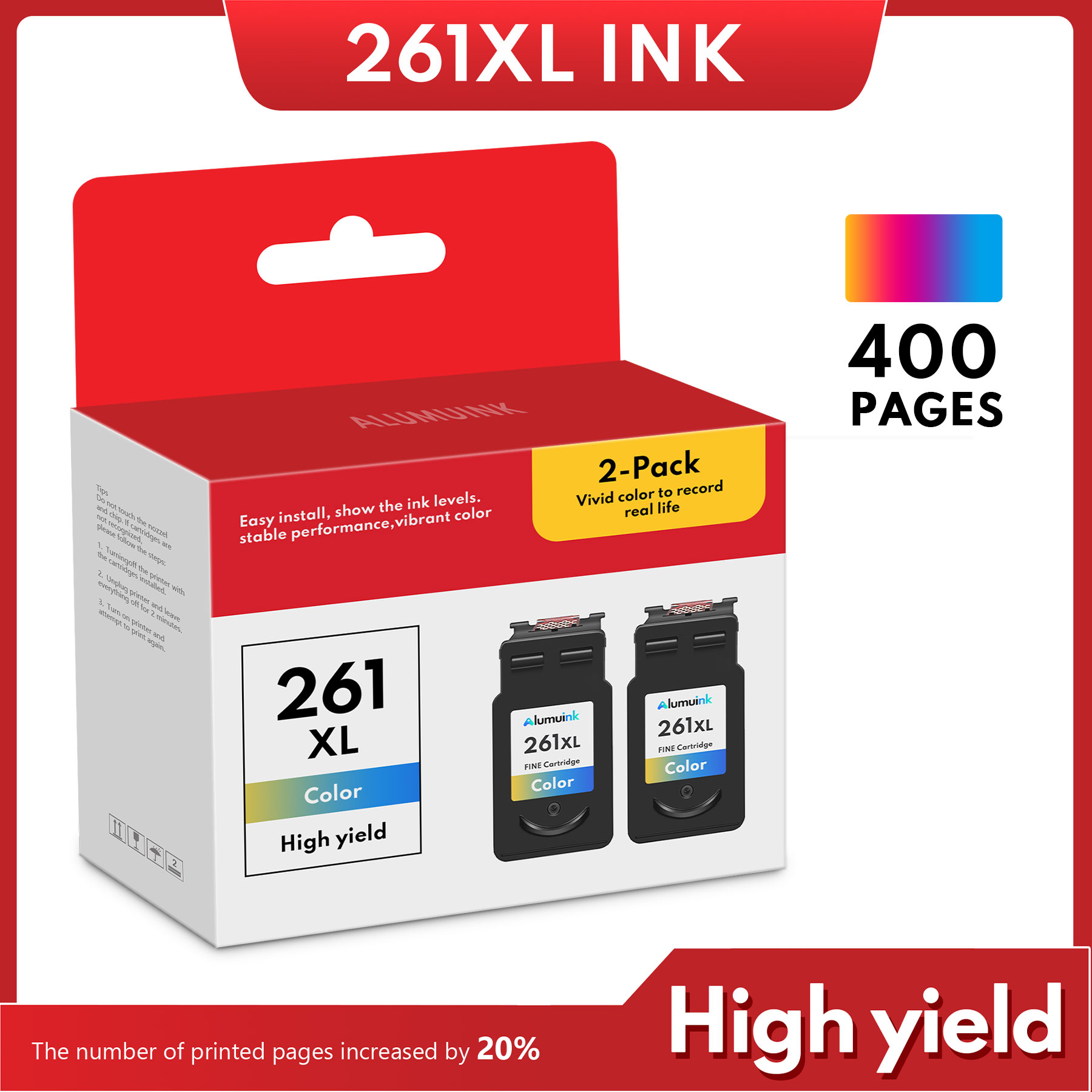 261XL Ink Cartridge 2 TriColor Replacement for Canon 261XL TS5320