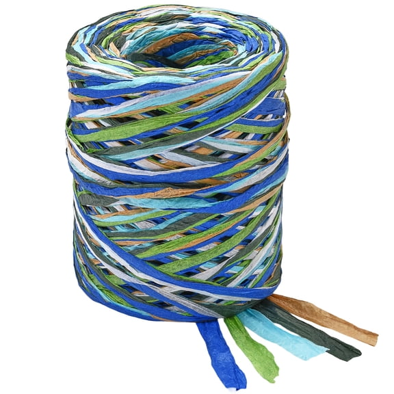 262.5 Feet Raffia Craft Ribbon Paper Twine Raffia Ribbon Green Assorted Colorful Flat Segment Dyed Woven Decorative Wrap Cord String Roll Accessories