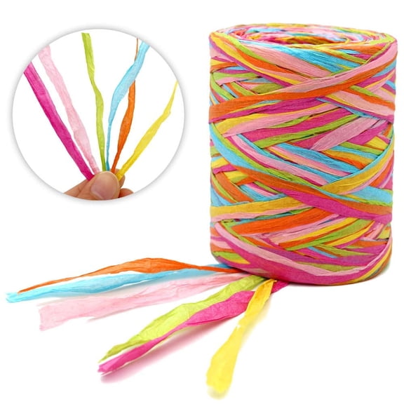 262 Feet Multi-Color Raffia Ribbon, 6 Ply Paper String for DIY Projects, Party Favors, Christmas Wrapping, Pink