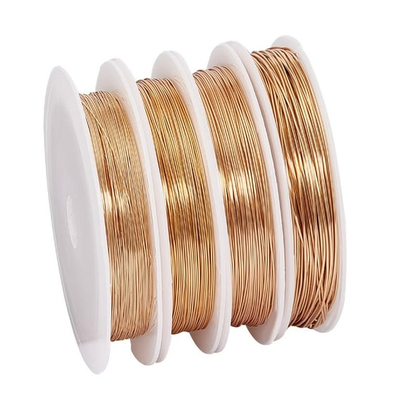 262ft 14K Gold Plated Copper Wire 22/24/26/28 Gauge Craft Wire Metal Beading Wire Gold Jewelry Wire Armature Wire for DIY Wrapping Floral Arranging Ornament 0.3/0.4/0.5/0.6mm DIY Real 18K Gold Plated