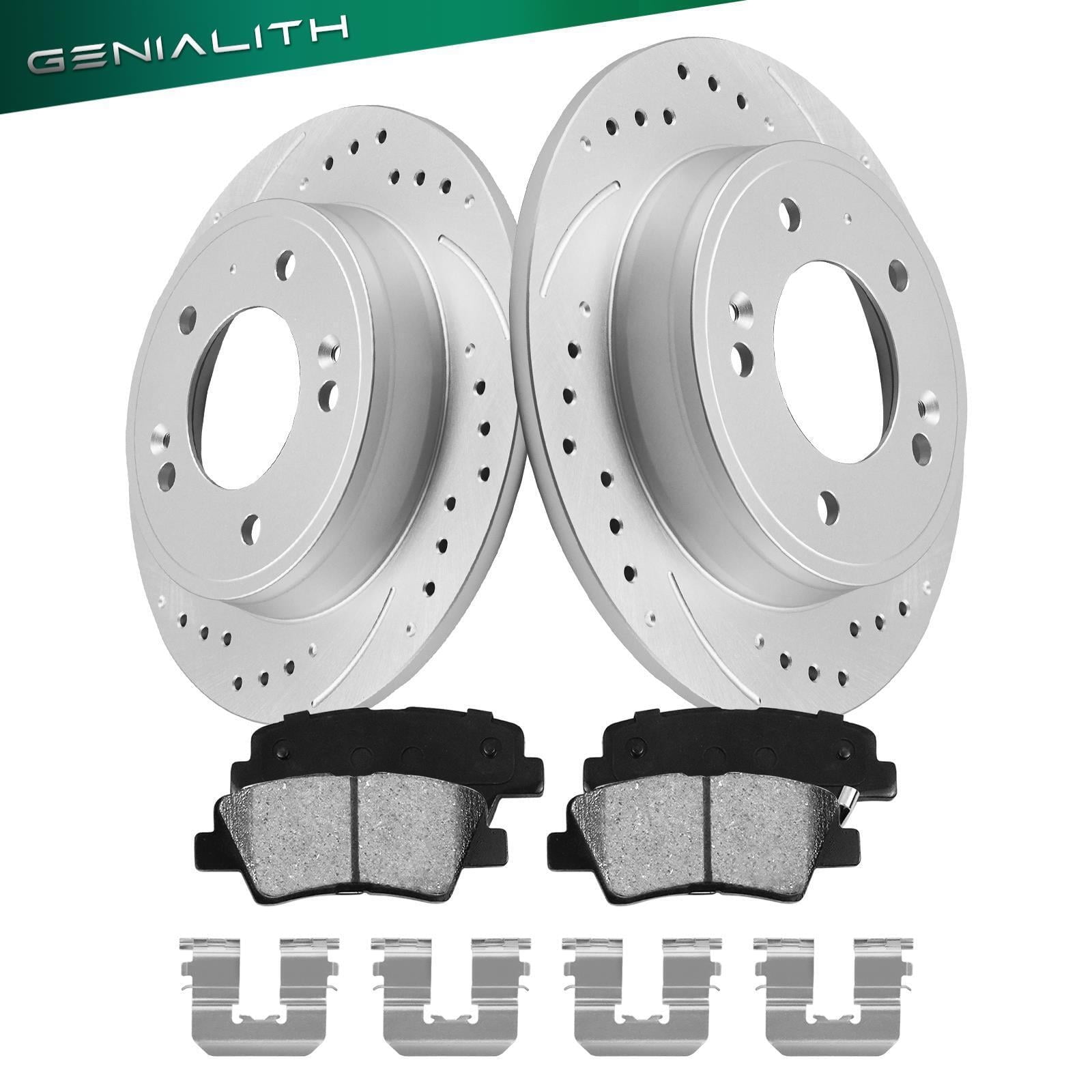 Genialith 262mm Rear Coated Brake Rotors & Ceramic Pad Kit for Hyundai Elantra 2017-2020