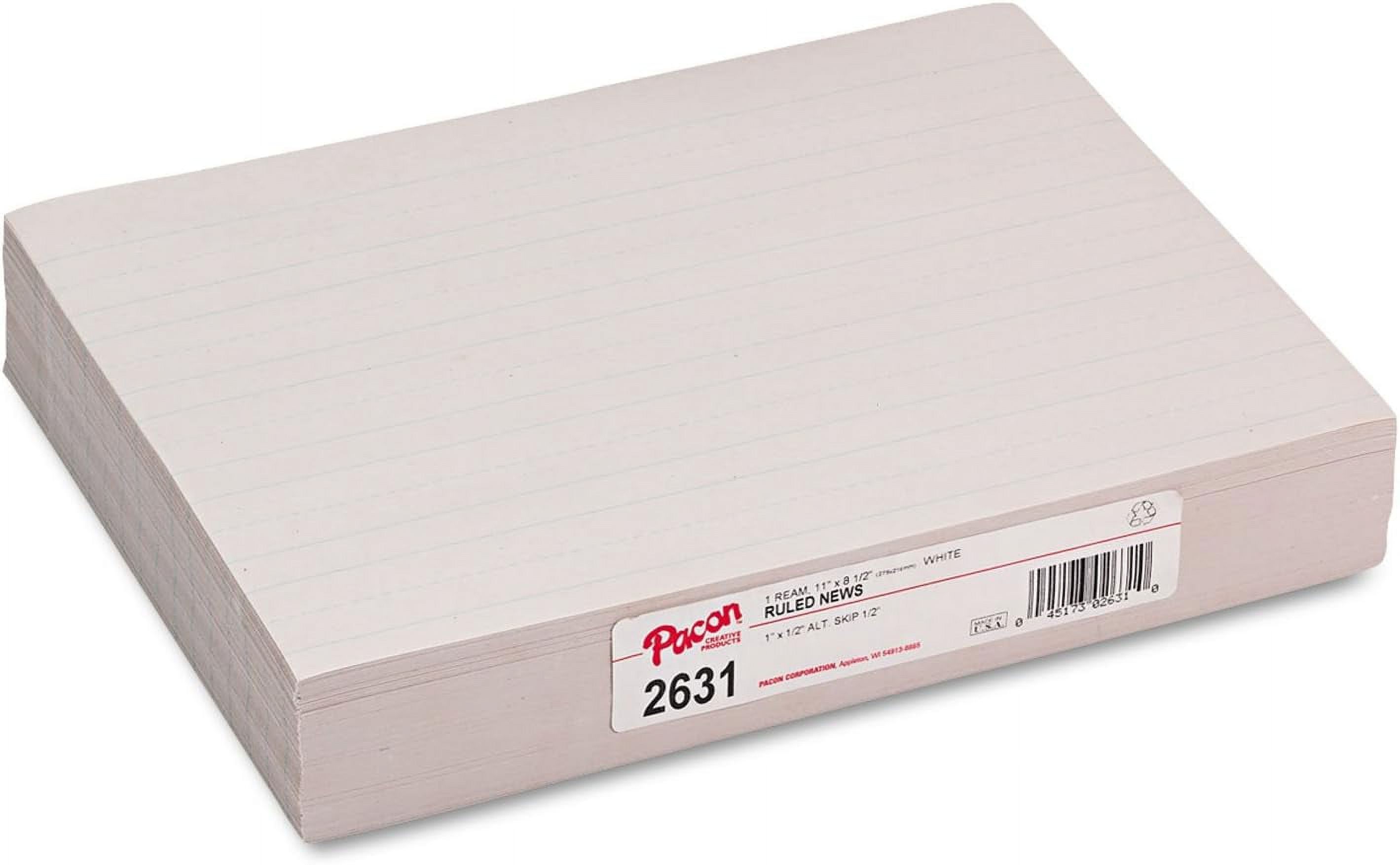 2631 SkipALine Ruled Newsprint Paper, 30 Lbs., 11 X 81/2, White, 500