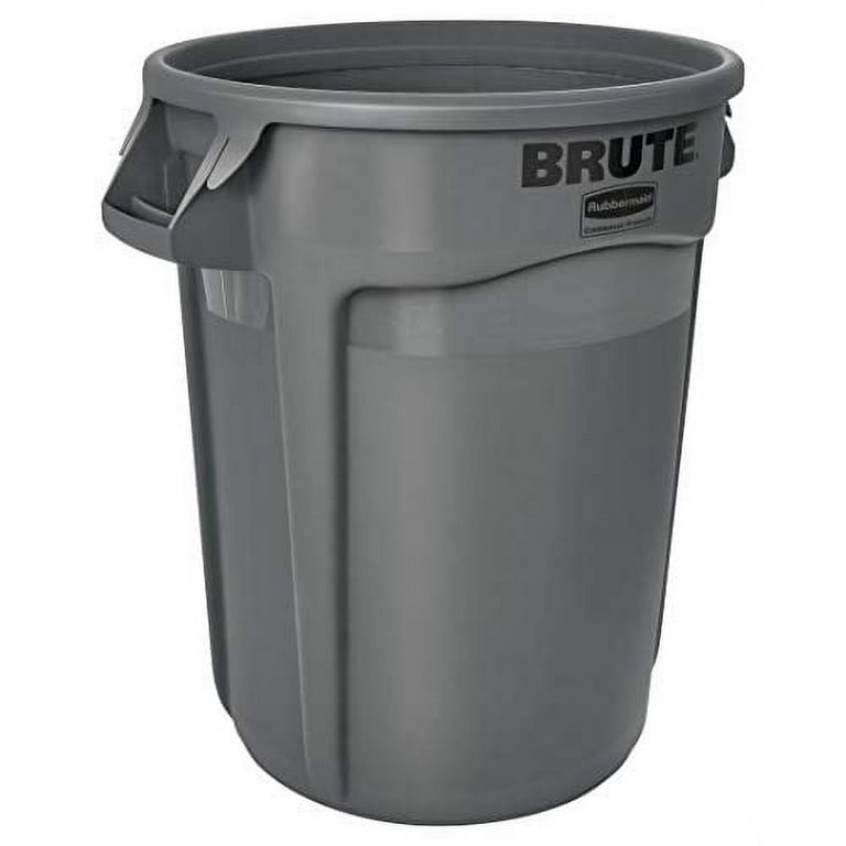 Rubbermaid 32 gal Brute Garage Trash Can with Lid, Grey Garbage Can, Crush  Resistant Material 