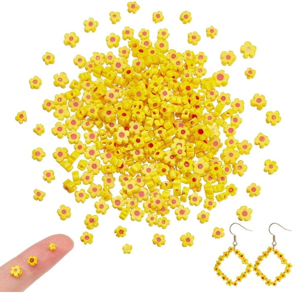 264 Pcs Handmade Millefiori Flower Beads 3.7-5.6mm Daisy Beads Lampwork Glass Bead Flat Flower Loose Spacer Bead Jewelry Making Crafts