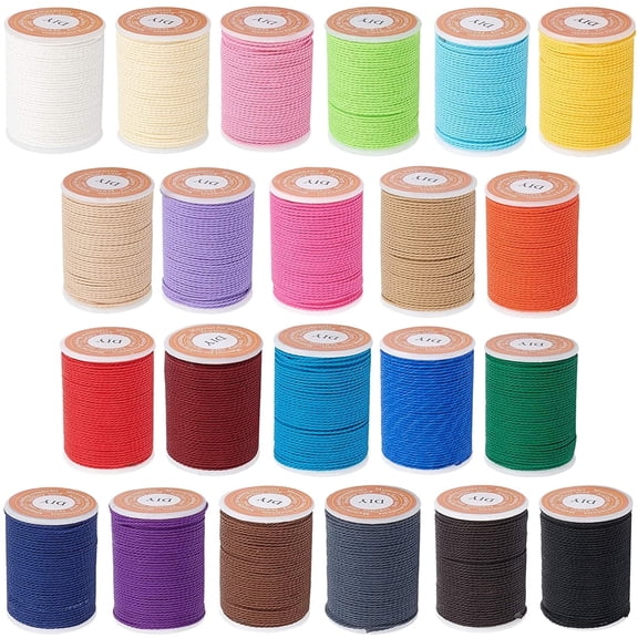 264 Yard 1mm Waxed Polyester Cord Twisted Sewing Waxed Thread Stitching Thread Cord for for DIY Bracelets Necklace Jewelry Making Friendship Bracelet - 22 Colors