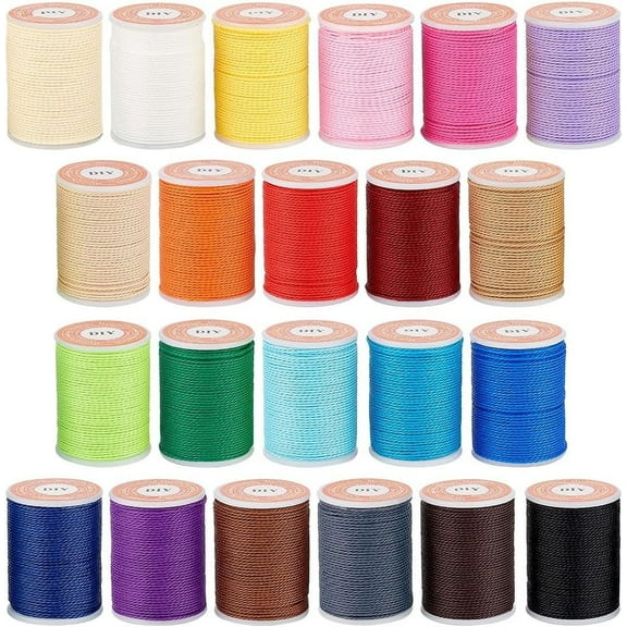 264 Yards/22 Rolls 1mm Waxed Polyester Cord Wax String Cord Twisted Sewing Waxed Thread Stitching Thread Cord for for DIY Bracelets Necklace 22 Colors DIY