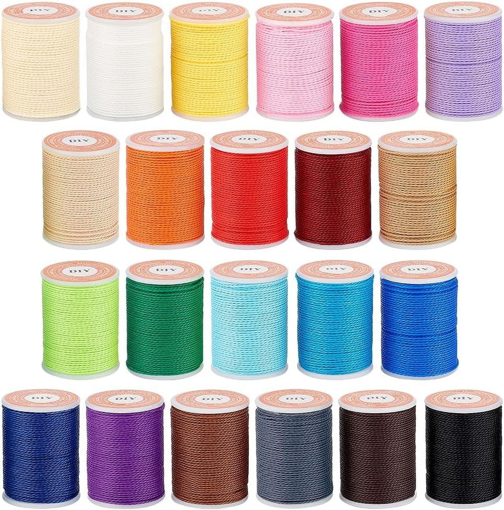 264 Yards/22 Rolls 1mm Waxed Polyester Cord Wax String Cord Twisted Sewing Waxed Thread Stitching Thread Cords Necklace Jewelry Making Friendship Bracelet Mixed Color Waxed Polyester Cord