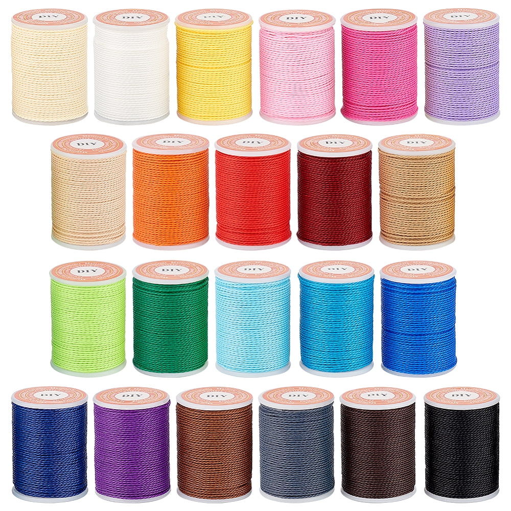 264 Yards/22 Rolls 1mm Waxed Polyester Cord Wax String Cord Twisted Sewing Waxed Thread Stitching Thread Cords for DIY Bracelets Necklace