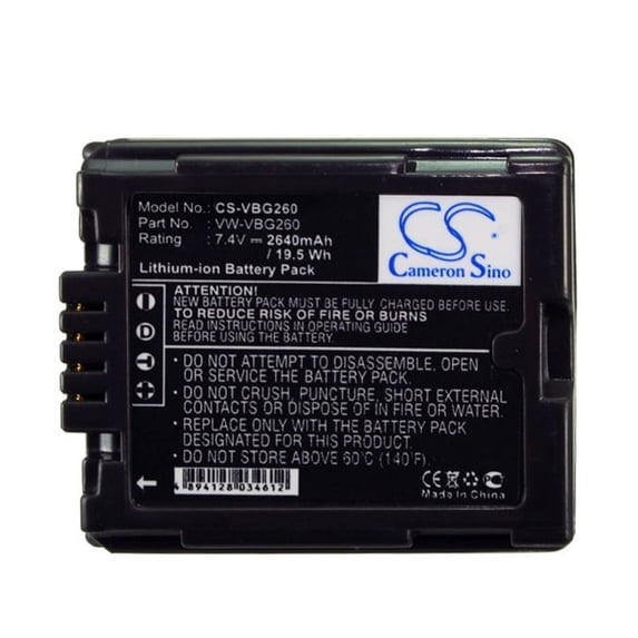 2640mAh VW-VBG260-K VW-VBG260PPK VW-VBG260 Battery for Panasonic HDC-TM15K VDR-D310
