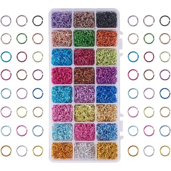 2640pcs Aluminum Jump Rings 24 Color Open Jump Rings 8mm Jewelry Ring for Choker Necklaces Bracelet Chain Maille Jewelry Making