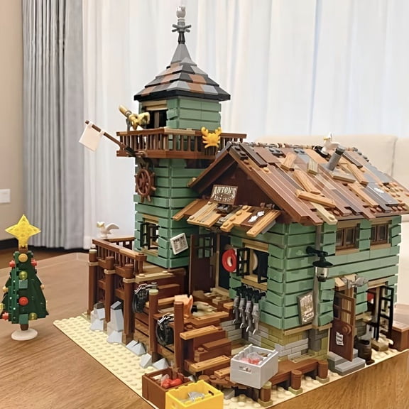2643-Piece Fisherman's Hut Building Block Set - Suitable for Adults 14+! Build a Detailed, Ocean-Themed Fishing House Using High-Quality Parts