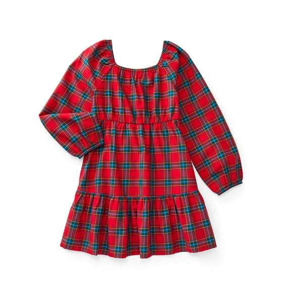 Wonder Nation Girls Tiered Dress with Long Sleeves, Sizes 4-18 & Plus