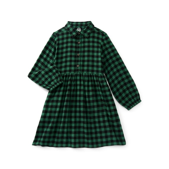 Wonder Nation Girls Long Sleeve Flannel Dress, Sizes 4-18 & Plus