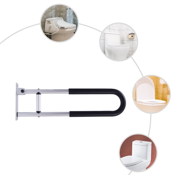 264lbs Toilet Grab Rail, Foldable Shower Handrail, I-shaped Bathroom Safety Support Rail, Wall Mount