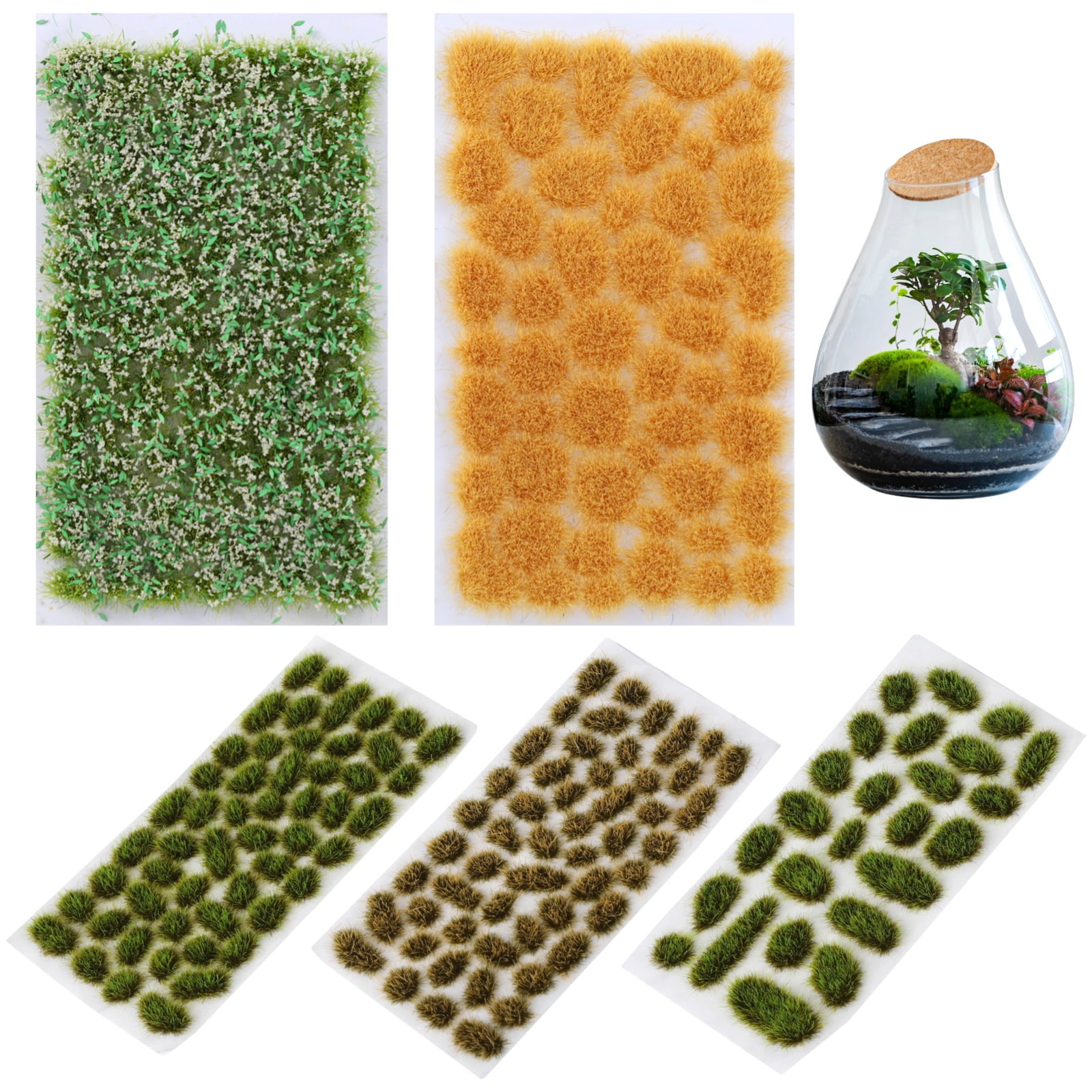 WWS Static Grass Tufts – Mixed Flowers, 4mm, 100-Pack – Model Railway & Wargame Scenery