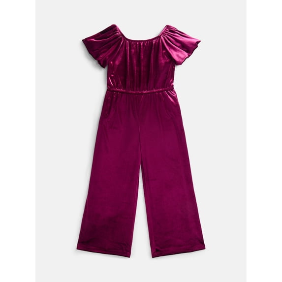 Wonder Nation Girls Velour Jumpsuit, Sizes 4-18