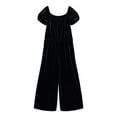 thumbnail image 1 of Wonder Nation Girls Velour Wide Leg Jumpsuit with Puff Sleeves, Sizes 4-18 & Plus, 1 of 3