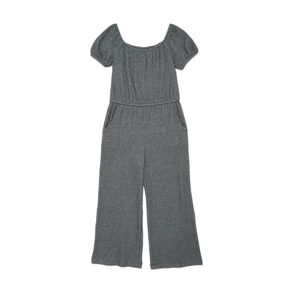 Wonder Nation Girls Wide leg Rib Jumpsuit, Sizes 4-18 & Plus