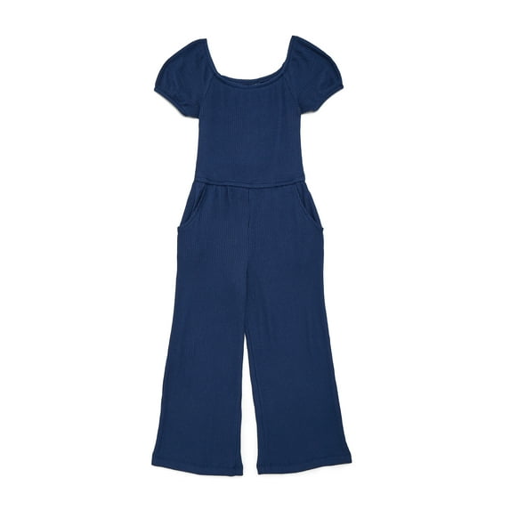 Wonder Nation Girls Wide leg Rib Jumpsuit, Sizes 4-18 & Plus