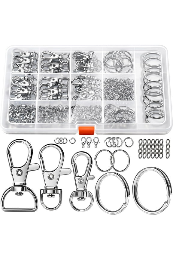 265PCS Keychain Making Kit, Keychains Clips with Key Rings, Well Crafted Sturdy Key Chain Rings, Key Chain Making Kit, Keychain Ring, Keychains Hooks, for Keys Crafts, Silver