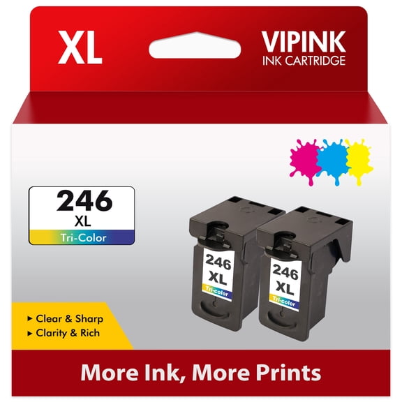 245XL Ink Cartridges Compatible for Canon 246 XL Tri-Color CLI246 CL246 CL-246 XL Ink (2 Pack) use for MX490 MX492 MG2522 TS3100 TS3122 TS3300 TS3322 TR4500 TR4520 TR4522 Printer