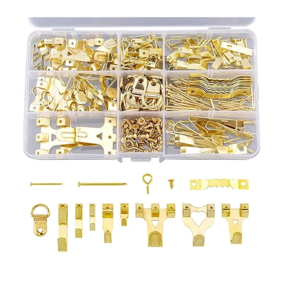 266 Pcs Assorted Picture Hangers Kit Frame Hanging Hooks Hardware with Hooks Nails Sawtooth D Ring and Screw Eyes