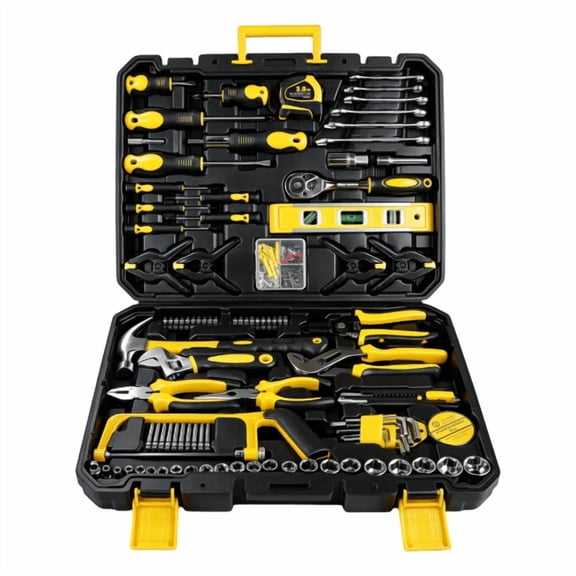 266-Piece Mechanics Tool Set with Storage Case, Chrome Vanadium Hand Tool Kit for Home Repair, Garage & Car Maintenance (Yellow)