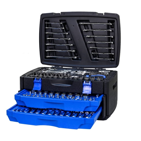 266 Pieces Black Hand Tool Set, Portable Lockable Tool Box, All Purpose Repair Kit for Home DIY Auto Garage Electrical Plumbing Carpentry