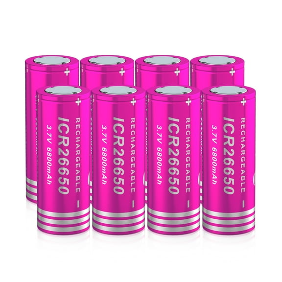 26650 Rechargeable Battery, 6800mAh High Capacity 3.7v Lithium-ion Flat Top Battery for Flashlight Torch