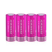 26650 Rechargeable Battery, 6800mAh High Capacity 3.7v Lithium-ion Flat Top Battery for Flashlight Torch